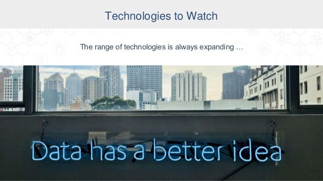 Technologies to Watch
The range of technologies is always expanding …
 