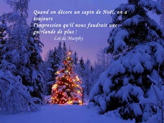 Quand on décore un sapin de Noël, on a toujours l'impression qu'il nous faudrait une guirlande de plus ! Loi de Murphy