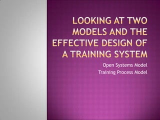 Open Systems Model
Training Process Model
 