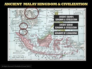 ANCIENT KEDAH
KINGDOM & CIVILIZATION
ANCIENT CHAMPA
KINGDOM & CIVILIZATION
KINGDOM OF LANGKASUKA
All Rights Reserved © Zhulkeflee Hj Ismail (2017))
 