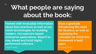 What people are saying
about the book:
Packed with invaluable information
about best practices as well as top
notch techno...