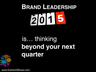 www.GrahamDBrown.comwww.GrahamDBrown.com
BRAND LEADERSHIP
iis… thinking
beyond your next
quarter
 