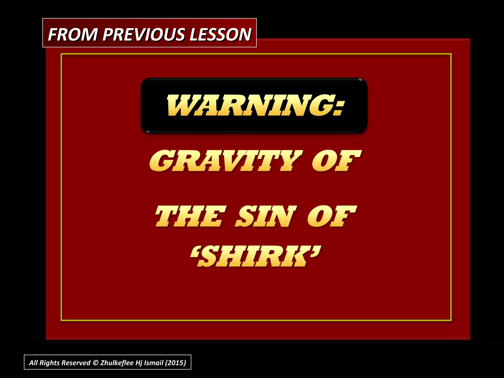 FROM PREVIOUS LESSONFROM PREVIOUS LESSON
All Rights Reserved © Zhulkeflee Hj Ismail (2015))
 