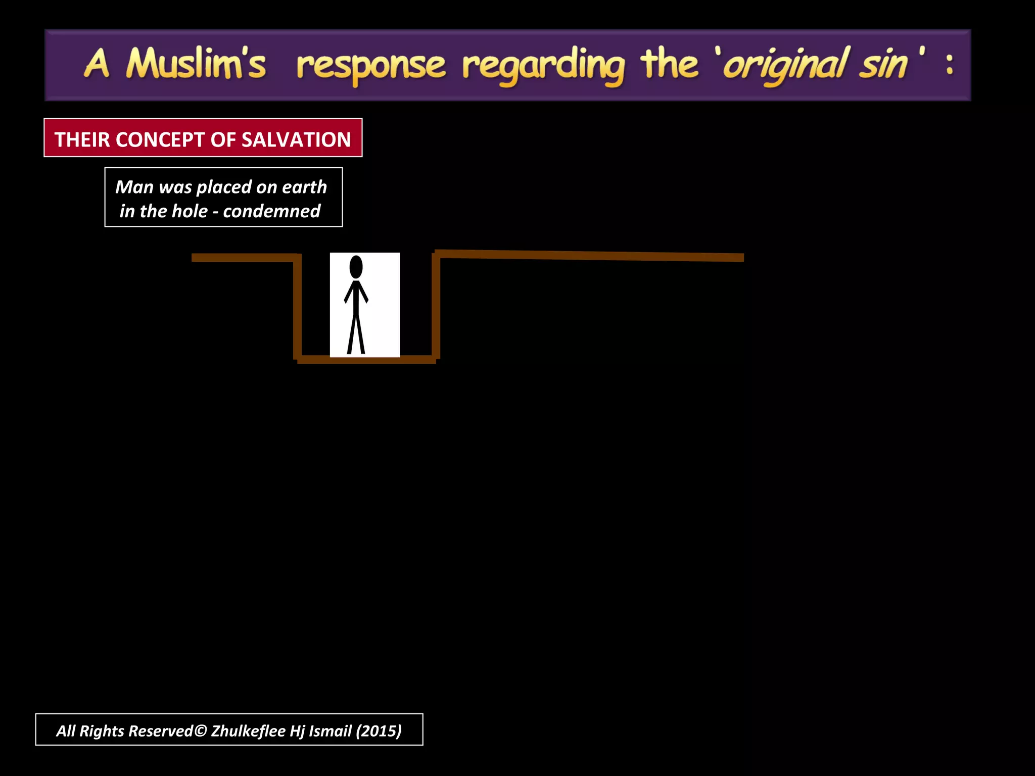 Man was placed on earth
in the hole - condemned
THEIR CONCEPT OF SALVATION
All Rights Reserved© Zhulkeflee Hj Ismail (2015)
 