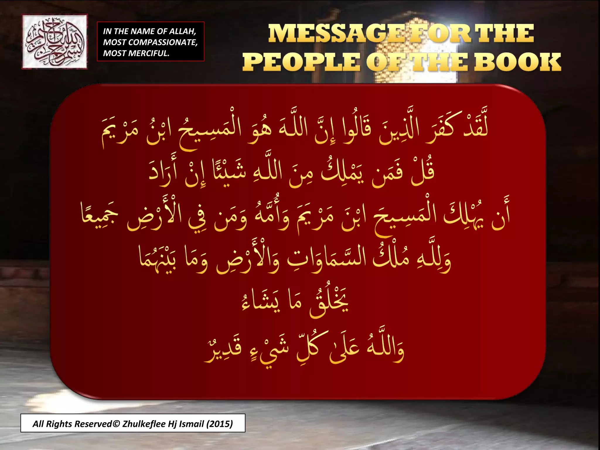 IN THE NAME OF ALLAH,
MOST COMPASSIONATE,
MOST MERCIFUL.
All Rights Reserved© Zhulkeflee Hj Ismail (2015)
 