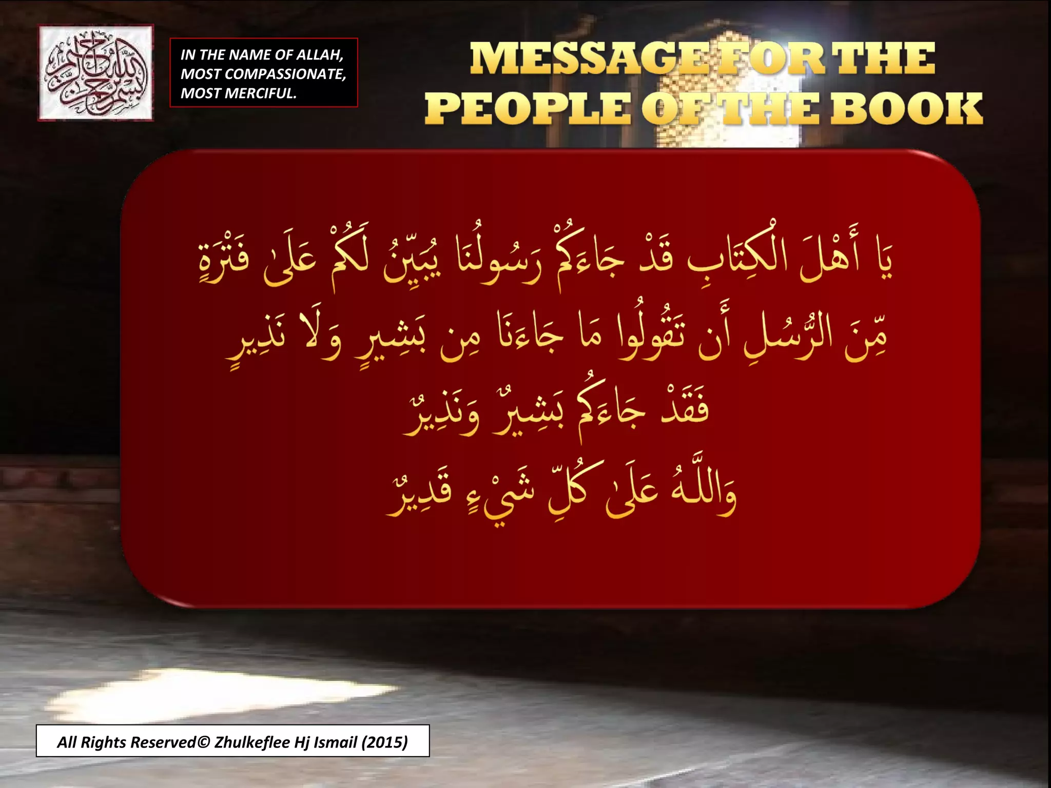 IN THE NAME OF ALLAH,
MOST COMPASSIONATE,
MOST MERCIFUL.
All Rights Reserved© Zhulkeflee Hj Ismail (2015)
 