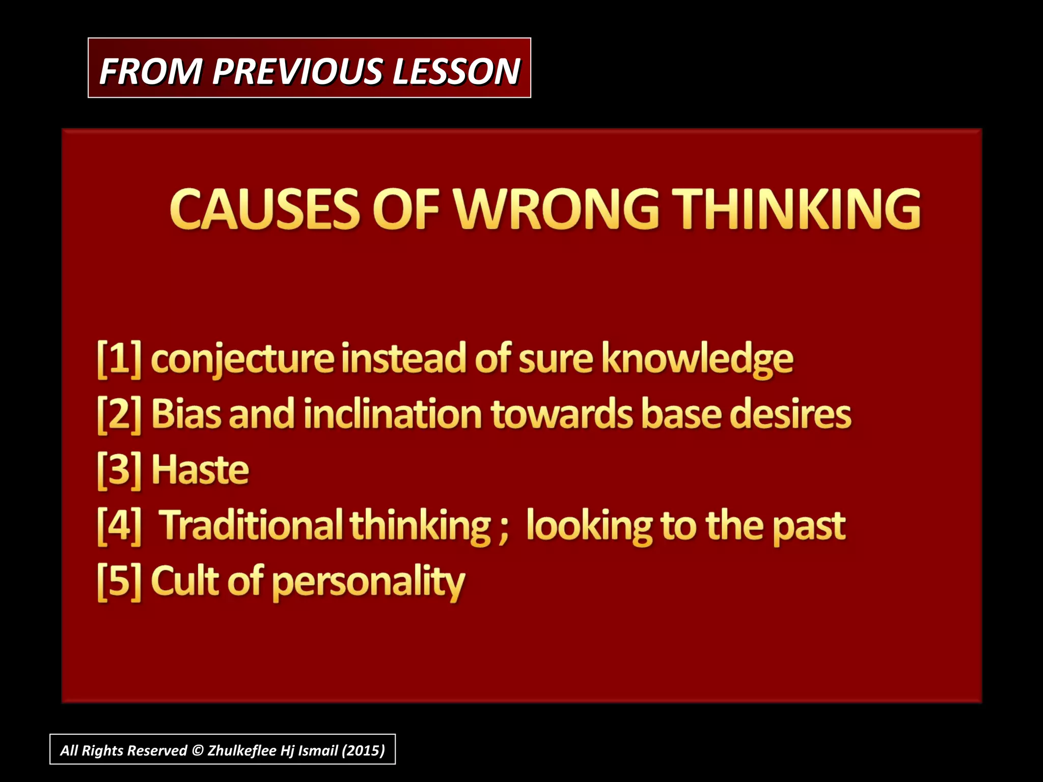 FROM PREVIOUS LESSONFROM PREVIOUS LESSON
All Rights Reserved © Zhulkeflee Hj Ismail (2015))
 