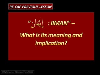 RE-CAP PREVIOUS LESSONRE-CAP PREVIOUS LESSON
All Rights Reserved © Zhulkeflee Hj Ismail (2015))
 