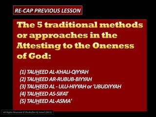 RE-CAP PREVIOUS LESSONRE-CAP PREVIOUS LESSON
All Rights Reserved © Zhulkeflee Hj Ismail (2015))
 