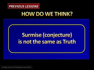 PREVIOUS LESSONSPREVIOUS LESSONS
All Rights Reserved © Zhulkeflee Hj Ismail (2015))
 