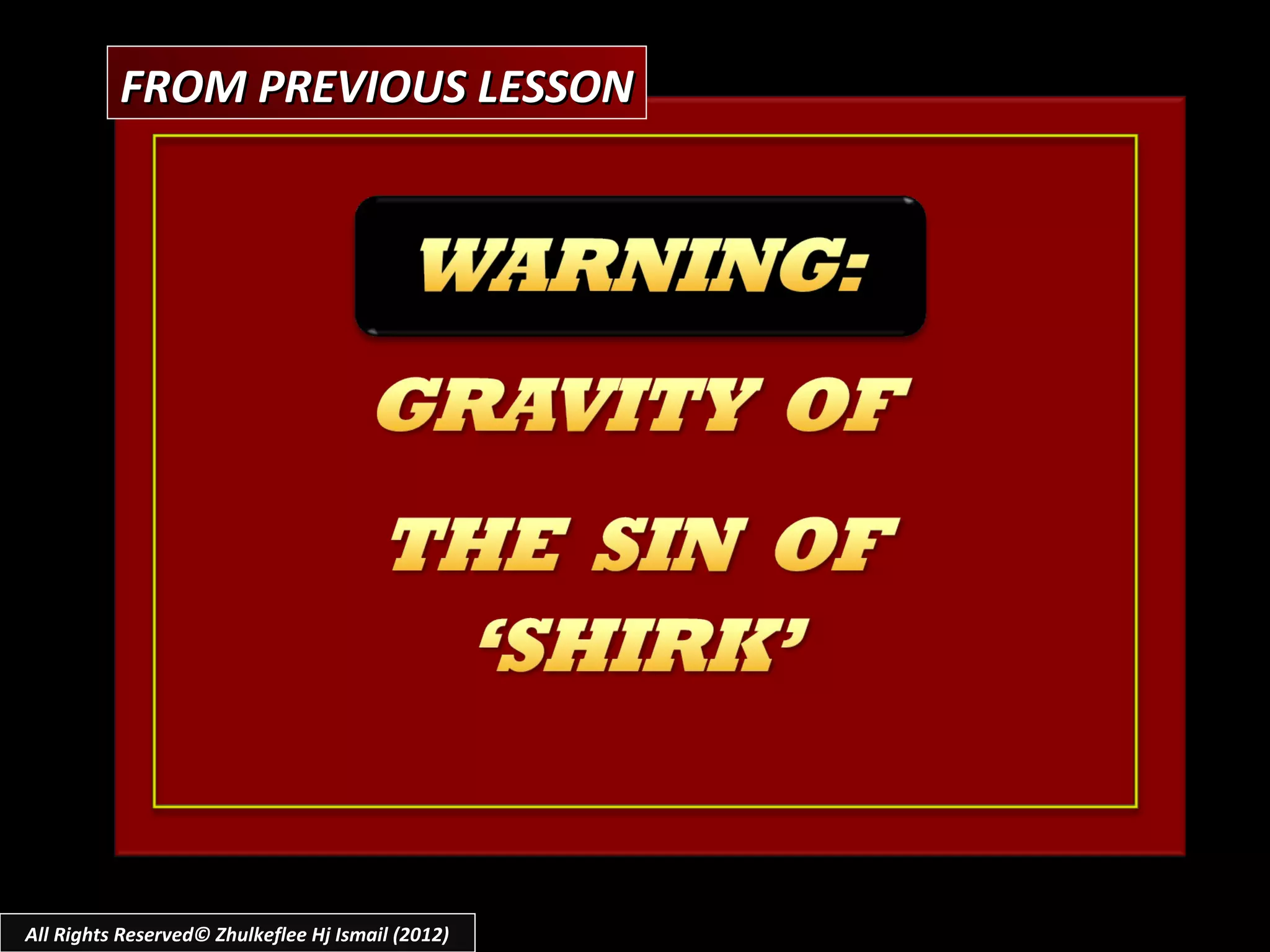 FROM PREVIOUS LESSON




All Rights Reserved© Zhulkeflee Hj Ismail (2012)
 