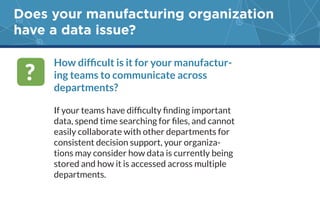 Does your manufacturing organization
have a data issue?
-
-
?
 