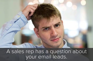 A sales rep has a question about
your email leads.
 