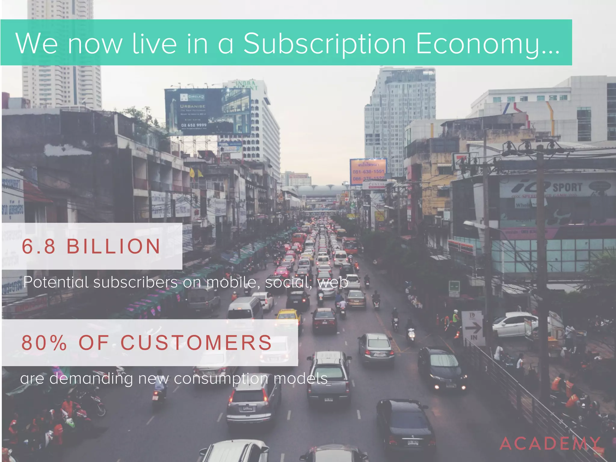 We now live in a Subscription Economy… 
Potential subscribers on mobile, social, web 
are demanding new consumption models 
- The Economist 2014 
6.8 BILLION 
80% OF CUSTOMERS 
 