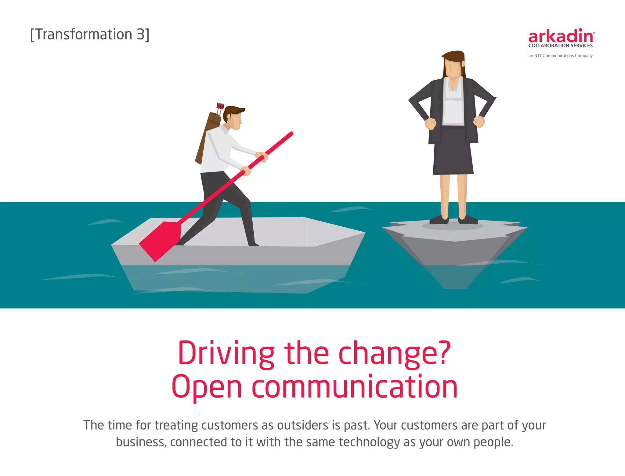 The time for treating customers as outsiders is past. Your customers are part of your
business, connected to it with the same technology as your own people.
Driving the change?
Open communication
[Transformation 3]
 