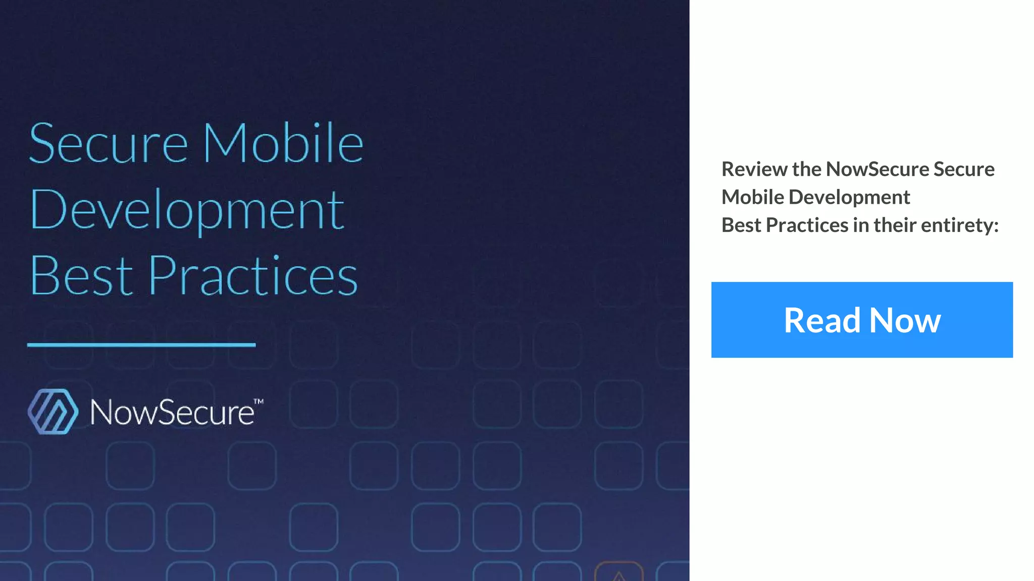 Review the NowSecure Secure
Mobile Development
Best Practices in their entirety:
Read Now
 