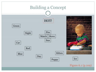 Building a Concept Figure 6.1 (p.109) HOT! Night Red Stove Match Fire Day Sun Puppy Green Ice Blue Car Kitten 