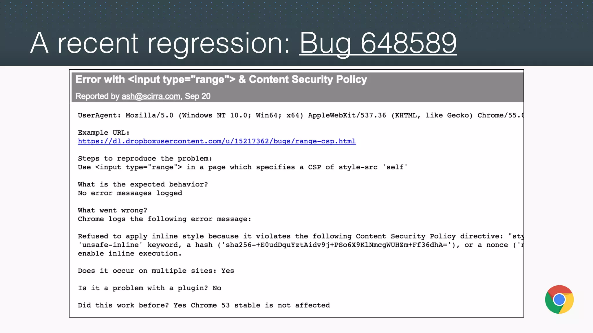 A recent regression: Bug 648589
 
