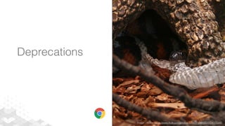 Deprecations
Image credits: https://www.ﬂickr.com/photos/12567713@N00/5724170380
 