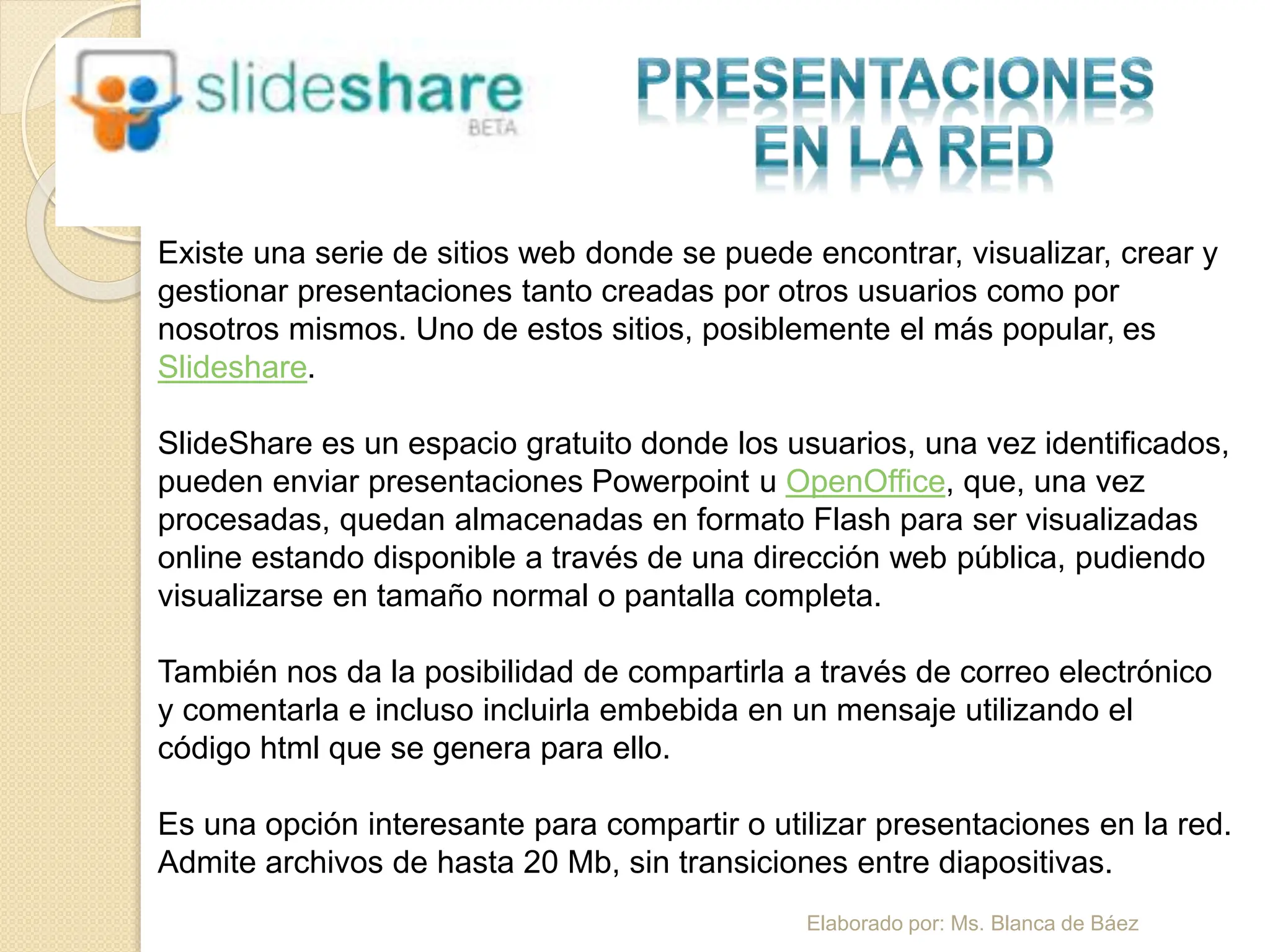 Slideshare Presentaciones en la red - Tutorial para publicar en ...