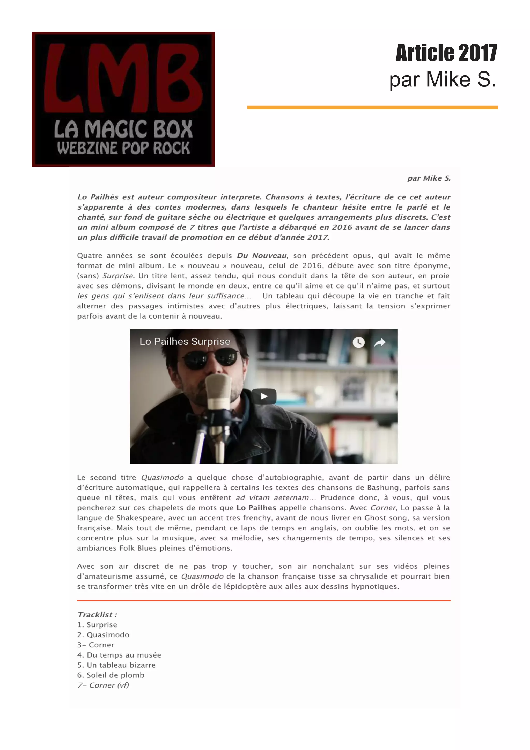 Article 2017
par Mike S.