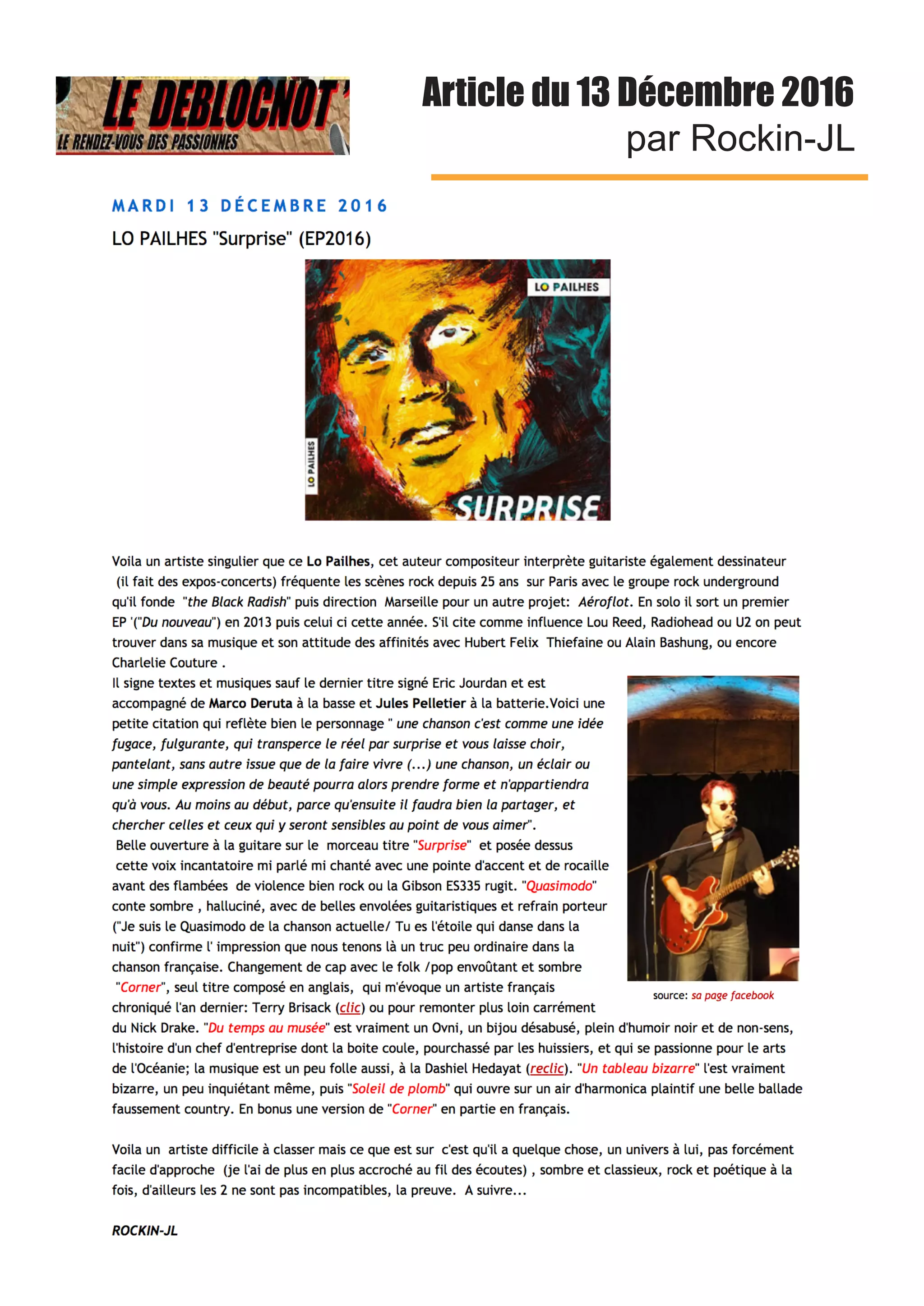 Article du 13 Décembre 2016
par Rockin-JL