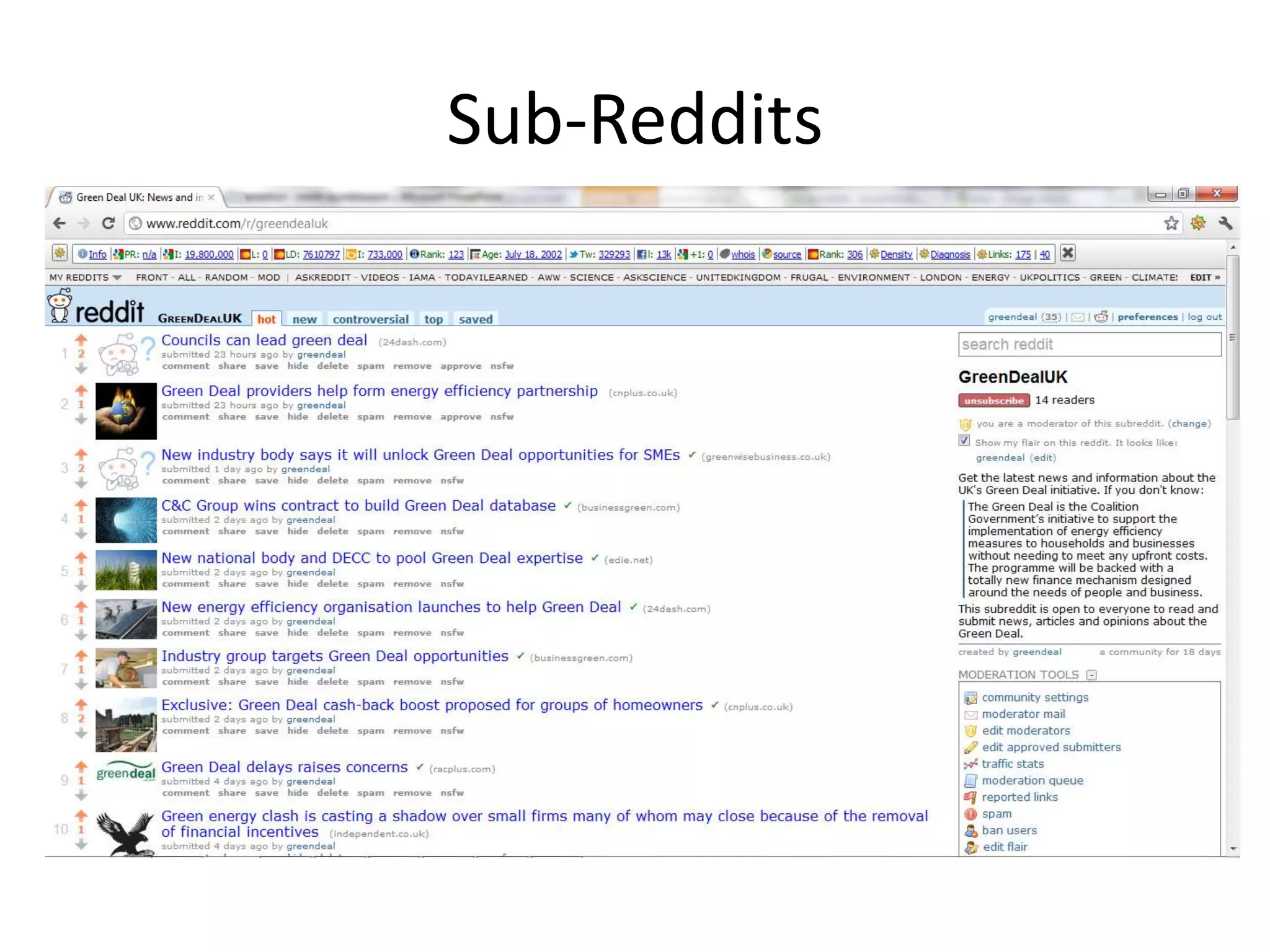 Sub-Reddits
 