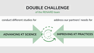 ADVANCING KT SCIENCE IMPROVING KT PRACTICES
conduct different studies for address our partners' needs for
DOUBLE CHALLENGE
of the RENARD team
 