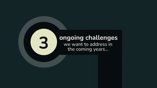 3
ongoing challenges
we want to address in
the coming years...
 