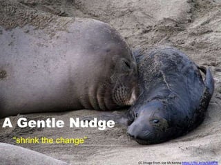 A Gentle Nudge
“shrink the change”
CC Image from Joe McKenna https://flic.kr/p/5RdRYK
 