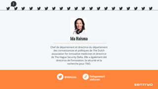 Ida Haisma
Chef de département et directrice du département
des connaissances et politiques de The Dutch
association for innovative medicines et directrice
de The Hague Security Delta. Elle a également été
directrice de l’innovation, la sécurité et la
recherche pour TNO.
thehaguesecurit
ydelta.com
@idahaisma
7
 