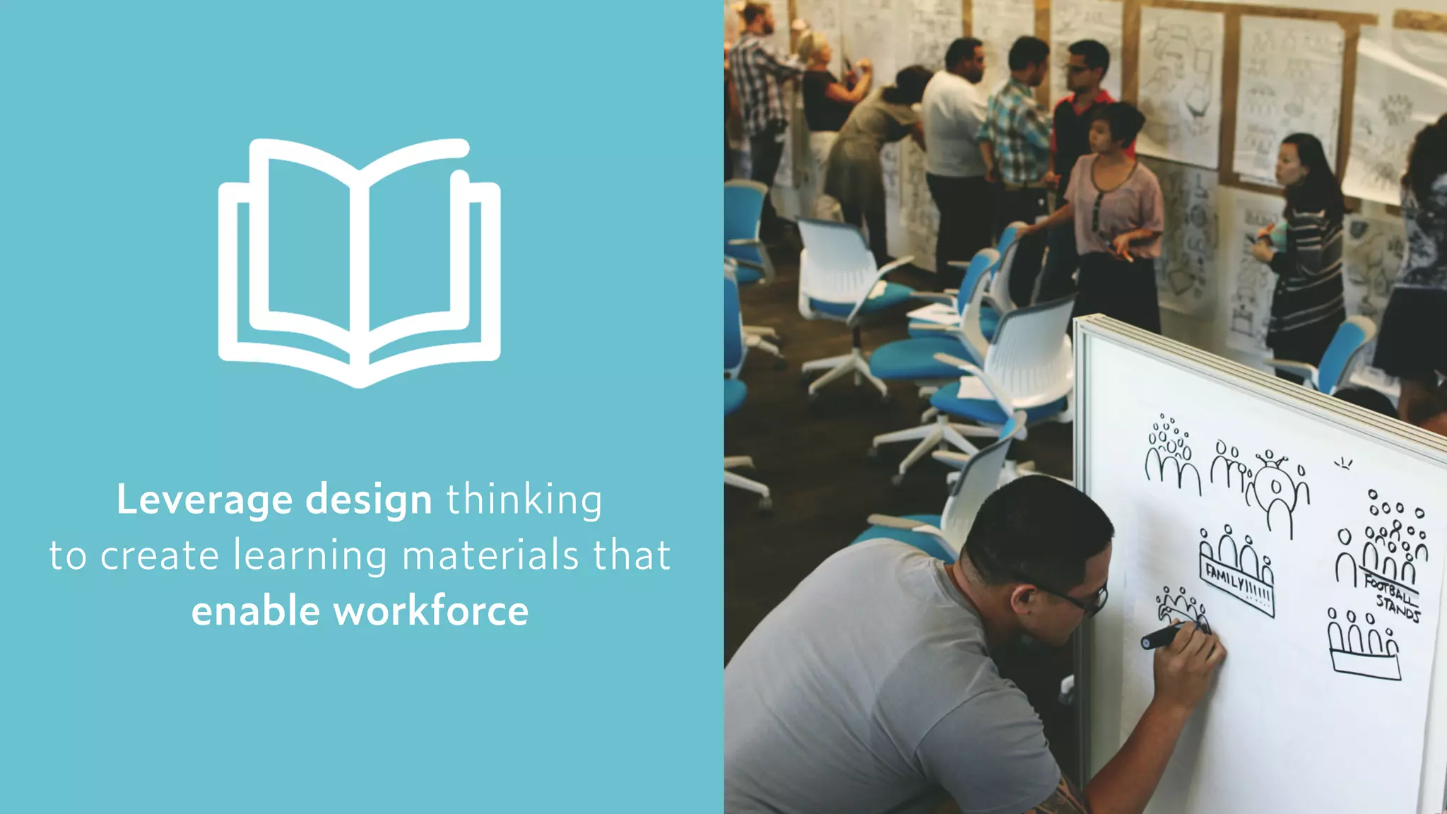 Leverage design thinking  
to create learning materials that
enable workforce
 
