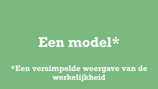 Een model*
*Een versimpelde weergave van de
werkelijkheid
 