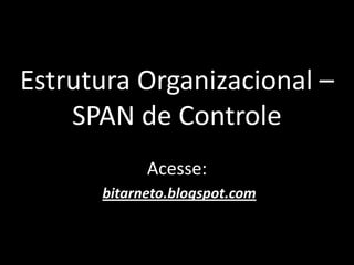 Estrutura Organizacional – SPAN de Controle Acesse: bitarneto.blogspot.com 
