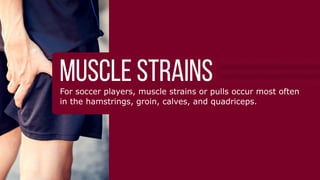 䌀漀洀洀漀渀 匀伀䌀䌀䔀刀 䤀一䨀唀刀䤀䔀匀
琀栀攀 洀漀猀琀
圀栀礀 匀漀挀挀攀爀 䤀渀樀甀爀椀攀猀 䄀爀攀 䌀漀洀洀漀渀
匀漀挀挀攀爀 椀猀 愀 挀漀渀琀愀挀琀 猀瀀漀爀琀 琀栀愀琀 爀攀焀甀椀爀攀猀 攀砀瀀氀漀猀椀瘀攀 
爀甀渀渀椀渀最Ⰰ 欀椀挀欀椀渀最Ⰰ 樀甀洀瀀椀渀最Ⰰ 愀渀搀 瀀椀瘀漀琀椀渀最⸀
吀栀椀猀 挀漀渀琀爀椀戀甀琀攀猀 琀漀 愀 栀椀最栀 椀渀樀甀爀礀 爀愀琀攀 昀爀漀洀 椀洀瀀愀挀琀Ⰰ 
琀眀椀猀琀椀渀最Ⰰ 漀爀 漀瘀攀爀甀猀攀⸀
唀渀搀攀爀猀琀愀渀搀椀渀最 挀漀洀洀漀渀 猀漀挀挀攀爀 椀渀樀甀爀椀攀猀 椀猀 琀栀攀 昀椀爀猀琀 
猀琀攀瀀 琀漀 愀 焀甀椀挀欀 愀渀搀 猀愀昀攀 爀攀挀漀瘀攀爀礀⸀  
䤀渀樀甀爀椀攀猀 䔀砀瀀氀愀椀渀攀搀䰀椀最愀洀攀渀琀 猀瀀爀愀椀渀猀 栀愀瀀瀀攀渀 眀栀攀渀 琀栀攀 愀渀欀氀攀 漀爀 欀渀攀攀 椀猀 琀眀椀猀琀攀搀⸀
䰀椀最愀洀攀渀琀 匀瀀爀愀椀渀猀
䠀漀眀 吀栀攀礀 䠀愀瀀瀀攀渀㨀
倀氀愀礀攀爀猀 爀漀氀氀 愀渀 愀渀欀氀攀 漀爀 琀眀椀猀琀 愀 欀渀攀攀Ⰰ 爀攀猀甀氀琀椀渀最 椀渀 瀀愀椀渀 愀渀搀 
搀椀昀昀椀挀甀氀琀礀 瀀甀琀琀椀渀最 眀攀椀最栀琀 漀渀 琀栀攀 椀渀樀甀爀攀搀 氀攀最⸀
匀礀洀瀀琀漀洀猀㨀
倀愀椀渀 漀渀 琀栀攀 漀甀琀猀椀搀攀 漀昀 琀栀攀 欀渀攀攀 漀爀 愀渀欀氀攀 
匀眀攀氀氀椀渀最 椀渀 琀栀攀 愀渀欀氀攀 漀爀 欀渀攀攀
䰀椀洀椀琀攀搀 爀愀渀最攀 漀昀 洀漀琀椀漀渀 椀渀 琀栀攀 愀昀昀攀挀琀攀搀 樀漀椀渀琀
䴀甀猀挀氀攀 匀琀爀愀椀渀猀䘀漀爀 猀漀挀挀攀爀 瀀氀愀礀攀爀猀Ⰰ 洀甀猀挀氀攀 猀琀爀愀椀渀猀 漀爀 瀀甀氀氀猀 漀挀挀甀爀 洀漀猀琀 漀昀琀攀渀 
椀渀 琀栀攀 栀愀洀猀琀爀椀渀最猀Ⰰ 最爀漀椀渀Ⰰ 挀愀氀瘀攀猀Ⰰ 愀渀搀 焀甀愀搀爀椀挀攀瀀猀⸀
 