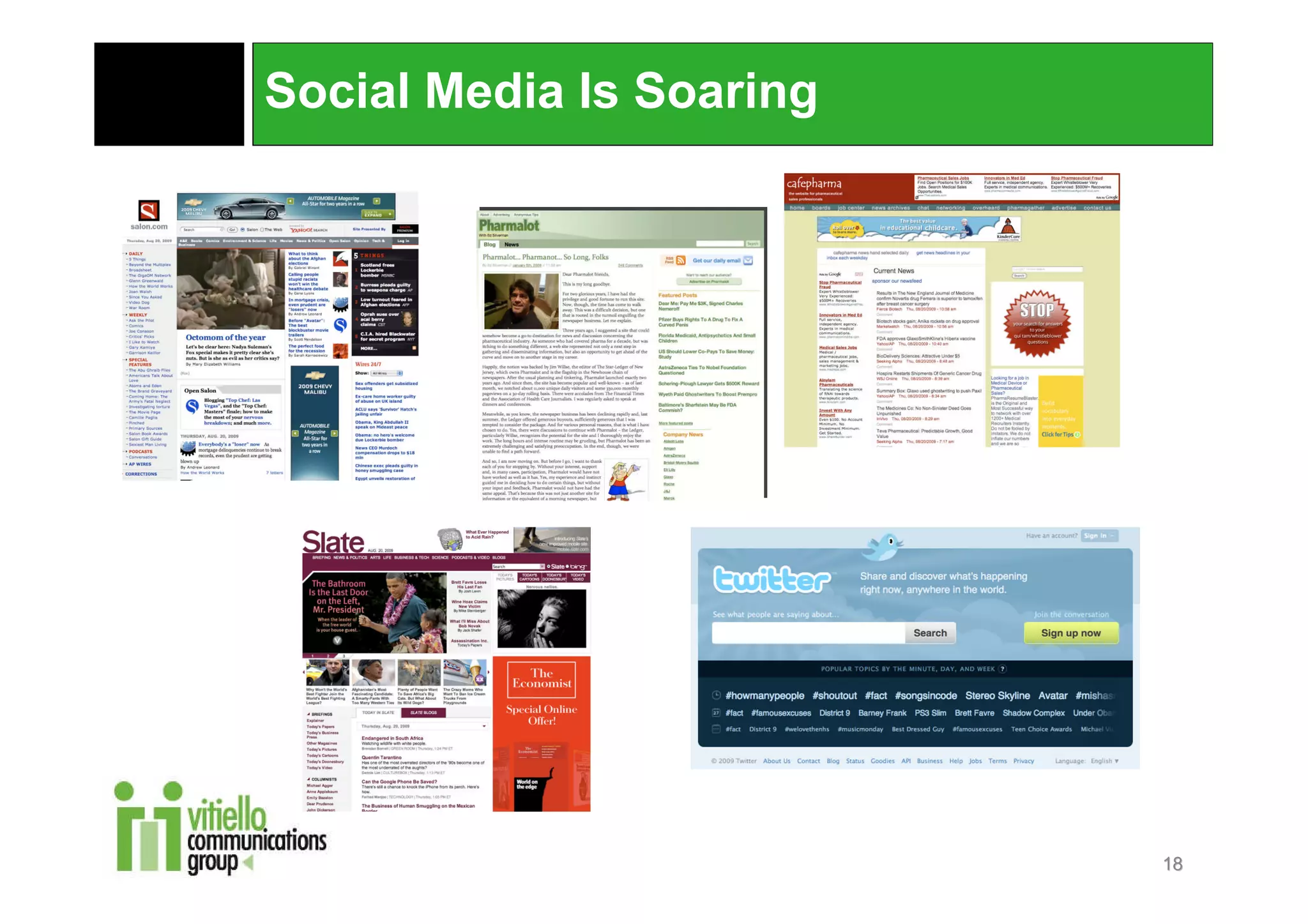 Social Media Is Soaring




                          18
 