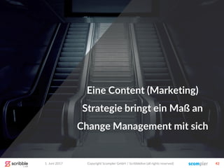 1. Juni 2017 Copyright Scompler GmbH / Scribblelive (all rights reserved) 42
Eine Content (Marketing)
Strategie bringt ein...