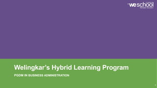 Welingkar’s Hybrid Learning Program
PGDM IN BUSINESS ADMINISTRATION
0
 