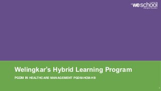 Welingkar’s Hybrid Learning Program
PGDM IN HEALTHCARE MANAGEMENT PGDM-HCM-HB
0
 