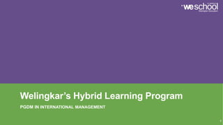 Welingkar’s Hybrid Learning Program
PGDM IN INTERNATIONAL MANAGEMENT
0
 