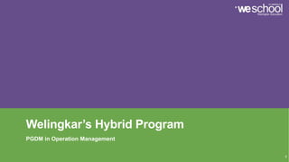 Welingkar’s Hybrid Program
PGDM in Operation Management
0
 