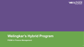 Welingkar’s Hybrid Program
PGDM in Finance Management
0
 