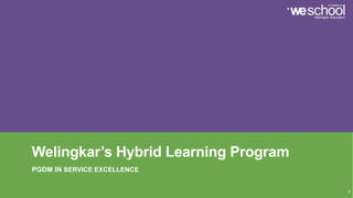 Welingkar’s Hybrid Learning Program
PGDM IN SERVICE EXCELLENCE
0
 