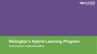 Welingkar’s Hybrid Learning Program
PGDM IN SUPPLY CHAIN MANAGEMENT
0
 