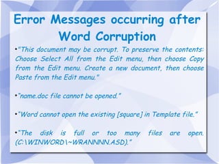 Kernel for Word Recovery | PPT
