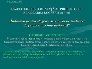Fazelor Robi Analiza fazelor ciclului de viata al unui proiect | PPT