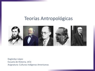 Dagleidys López
Escuela de Historia, UCV.
Asignatura: Culturas Indígenas Americanas
Teorías Antropológicas
 