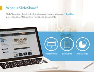 What is SlideShare?
SlideShare is a global hub of professional content with over 18 million
presentations, infographics, videos and documents.
PRESENTATIONS DOCUMENTS INFOGRAPHICS
 