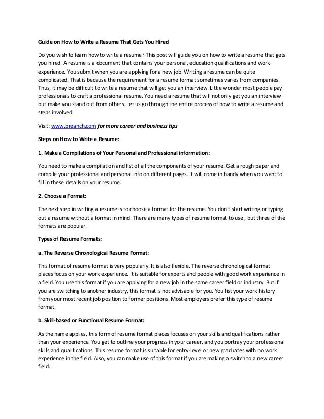 how to write a resume that gets you hired resume that gets you hired