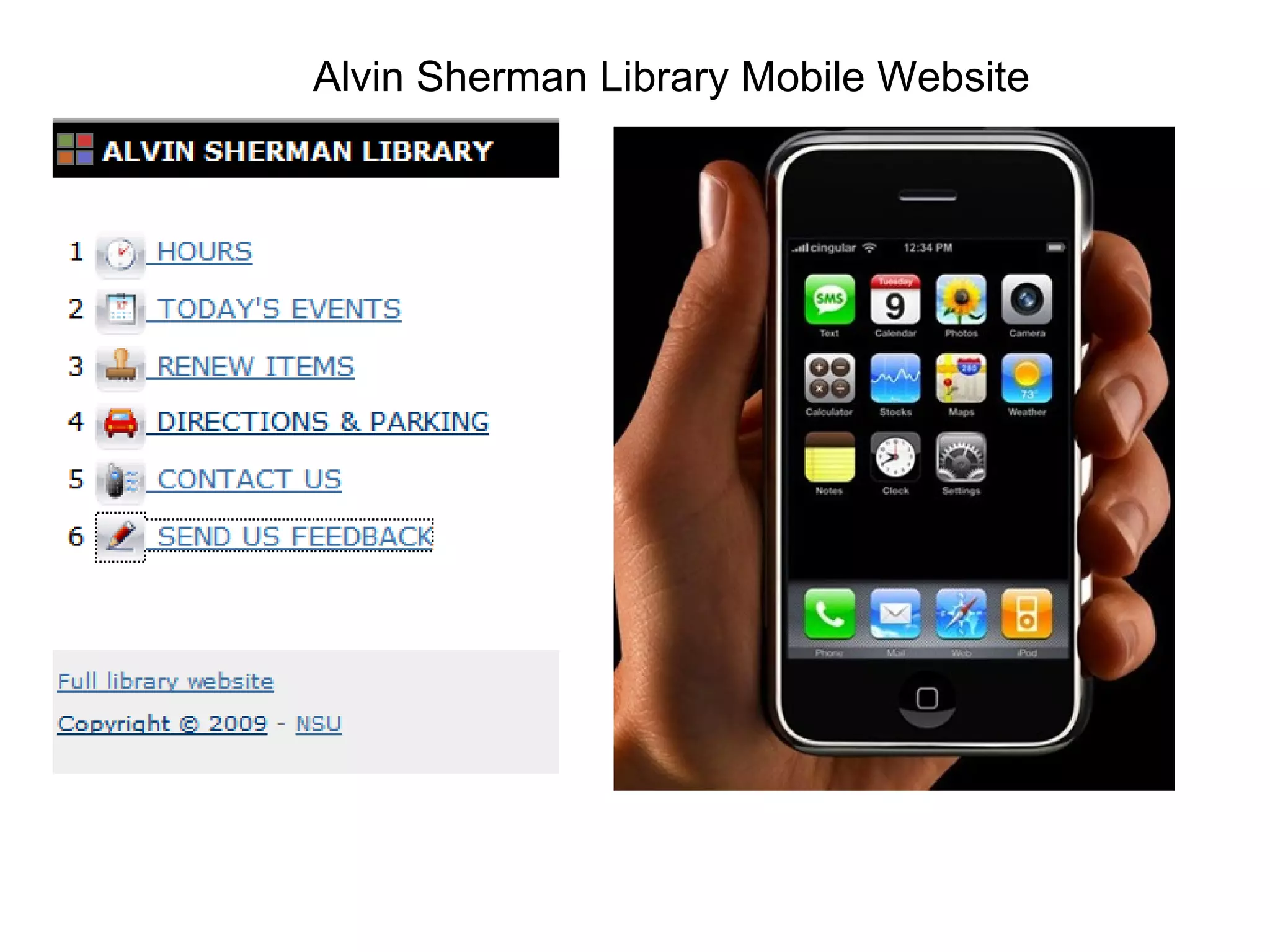 Alvin Sherman Library Mobile Website  